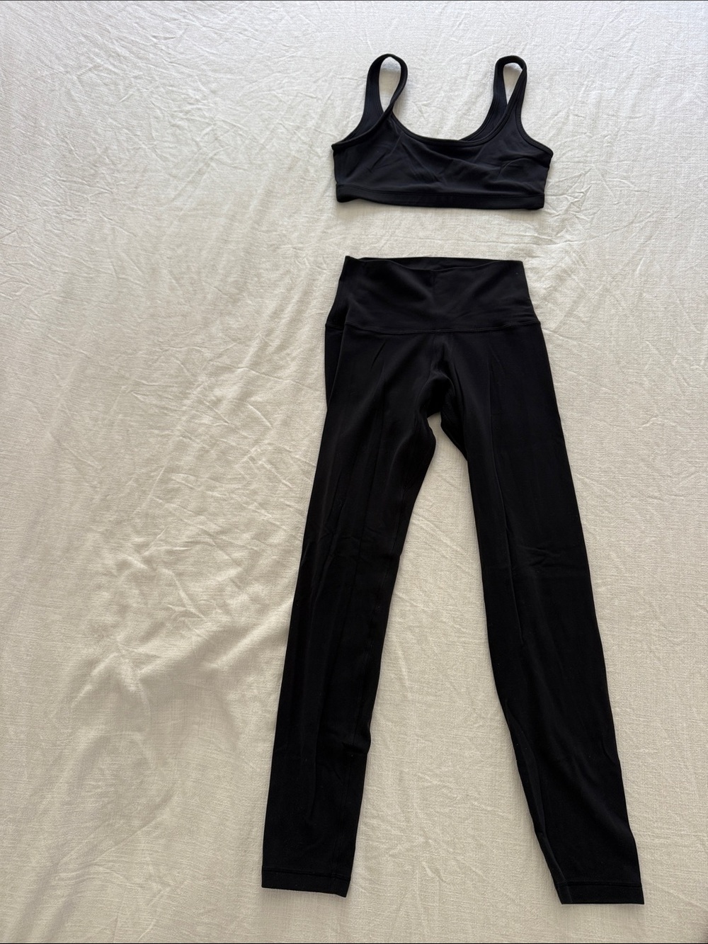Aritzia Black High-Rise Leggings with Matching Black Sports Bra